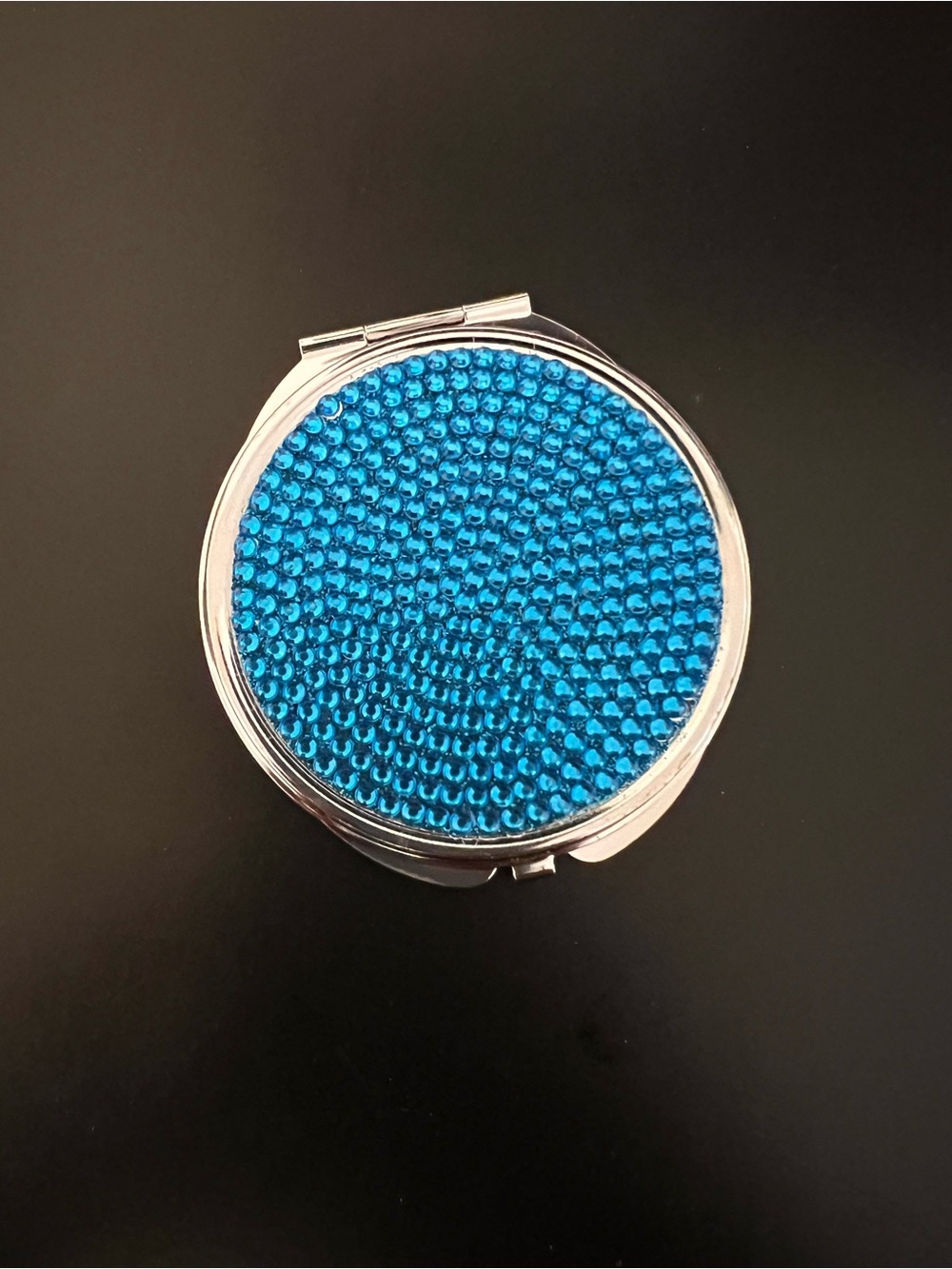 Blue and Silver Rhinestone Cosmetic Mirror